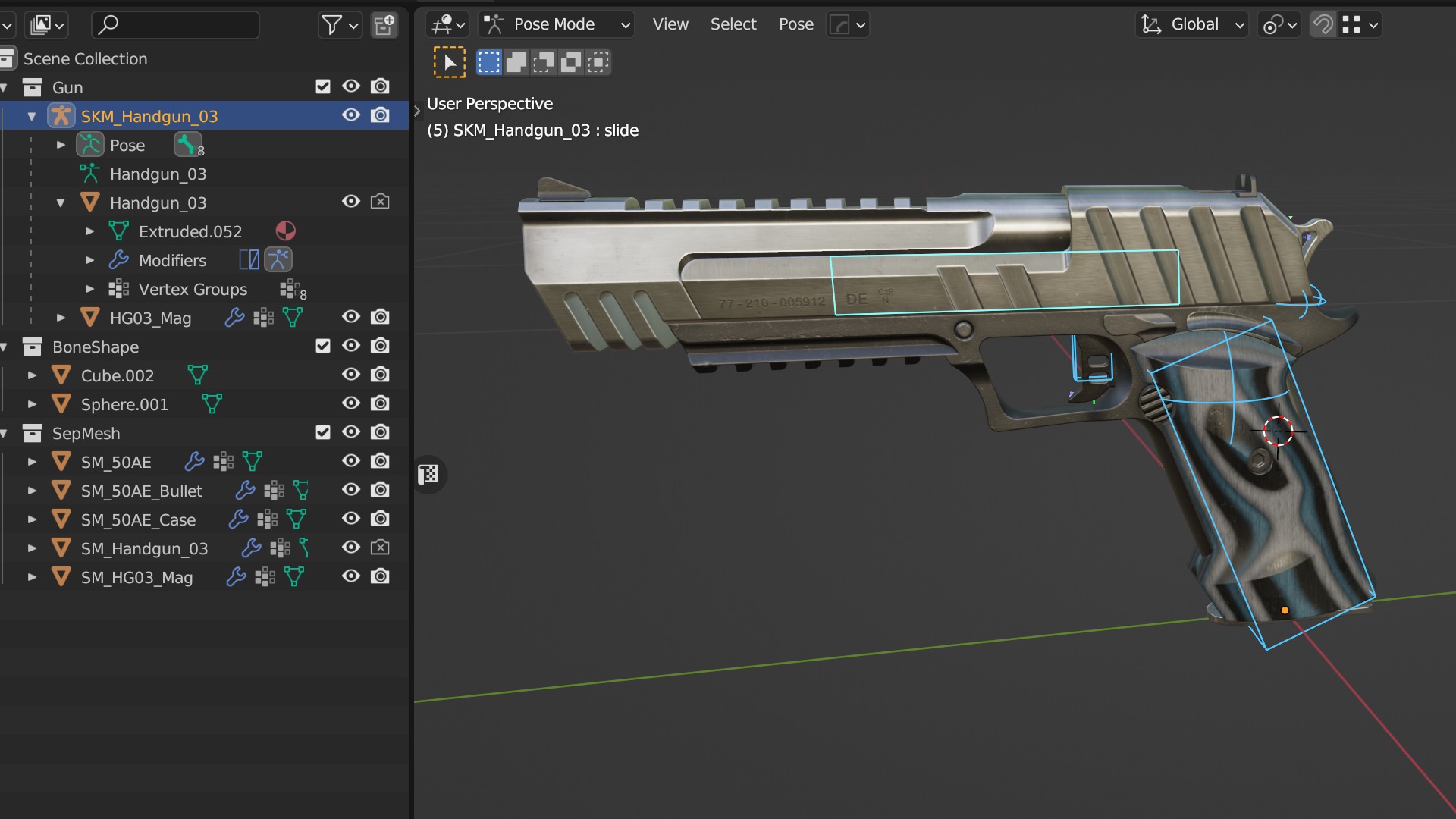 Desert Eagle FPS Animation Low-poly 3D model_10