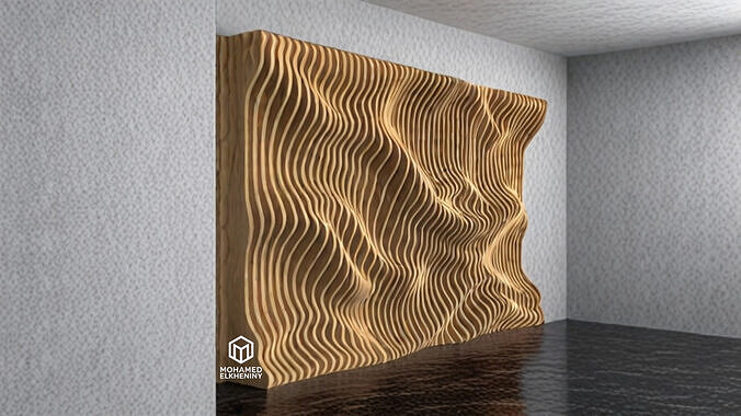 Parametric Wavy Wooden Wall Decor 28- wood cutting machines  3D model