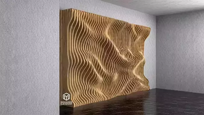 Parametric Wavy Wooden Wall Decor 28- wood cutting machines  3D model Parametric Wavy Wooden Wall Decor 28- wood cutting machines  3D model