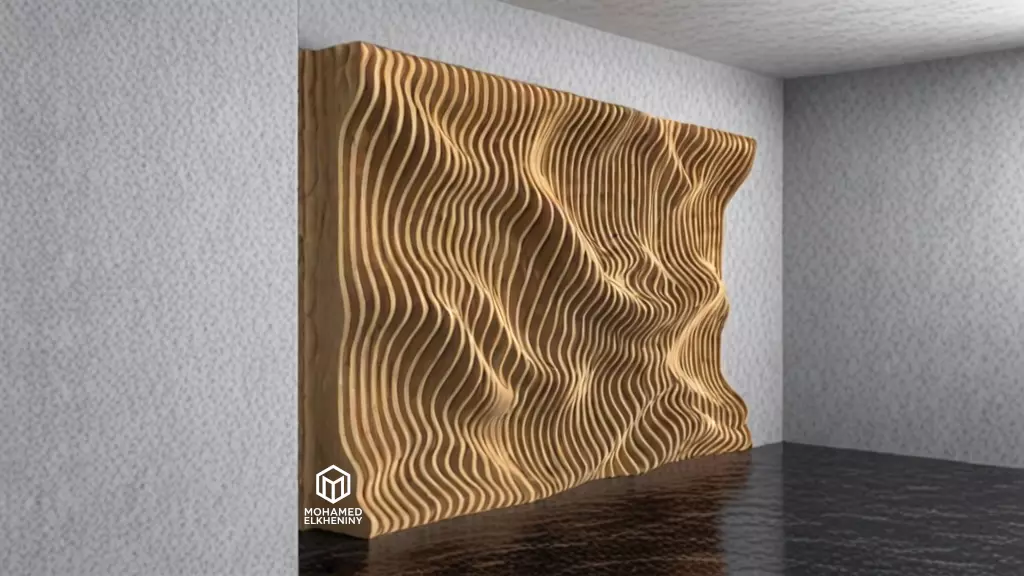 Parametric Wavy Wooden Wall Decor 28- wood cutting machines  3D model_0