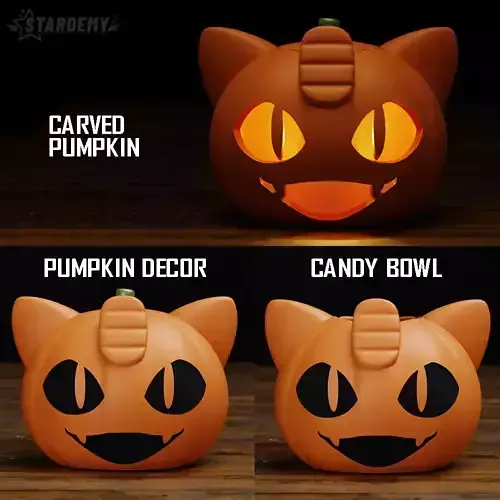 Pumpkin MeowthCandy Bowl Basket Halloween 3D print model