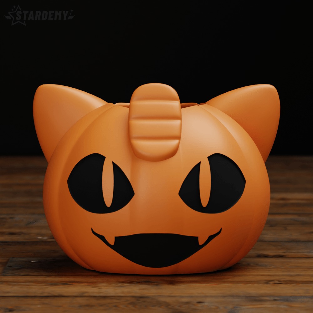 Pumpkin MeowthCandy Bowl Basket Halloween 3D print model_5