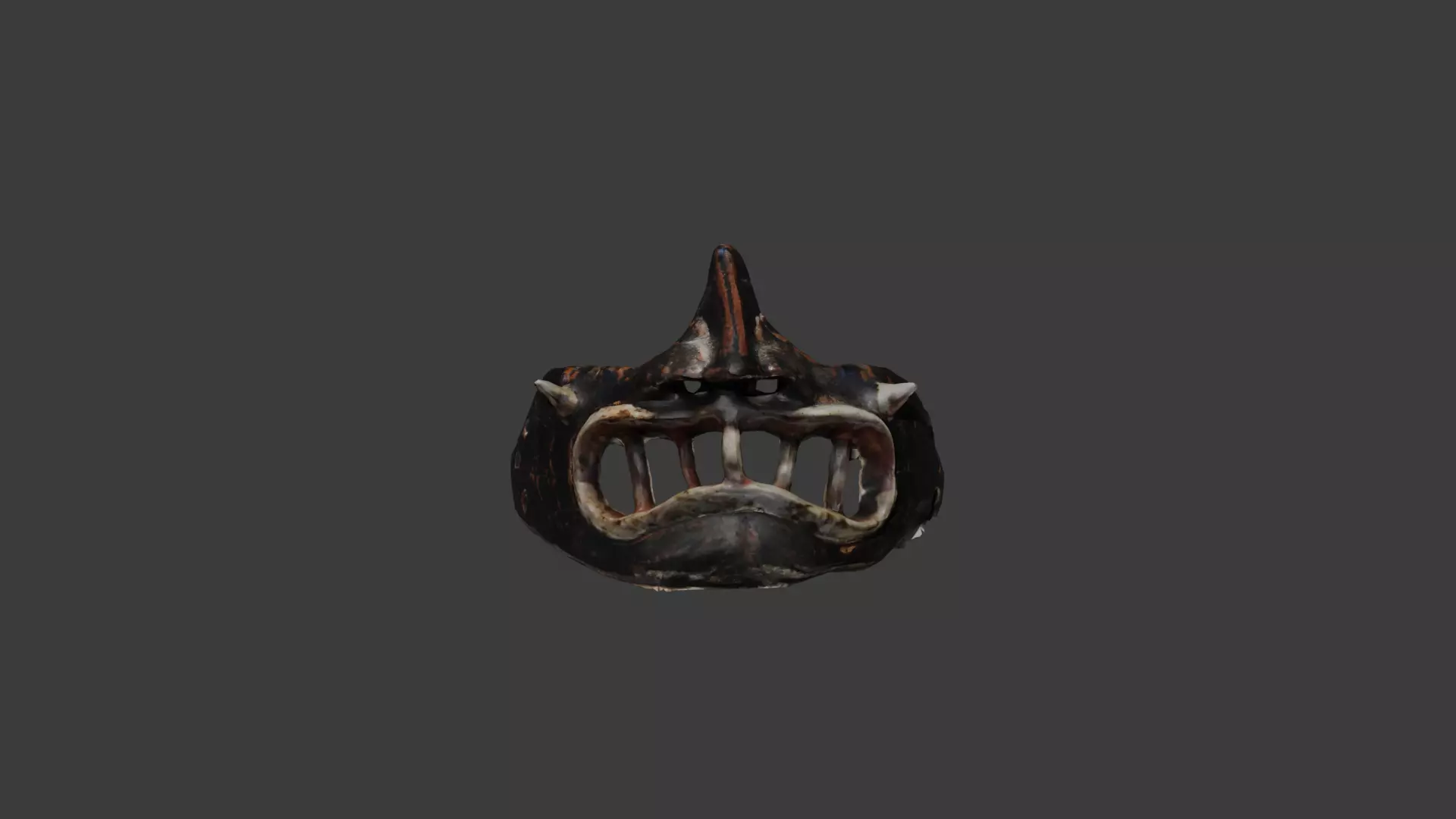 Clay Samurai Mask   Low-poly 3D model_0