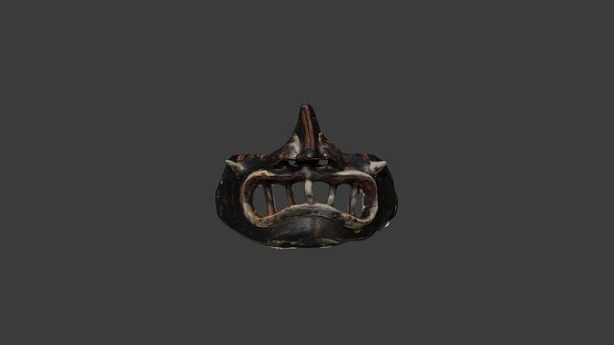 Clay Samurai Mask   Low-poly 3D model