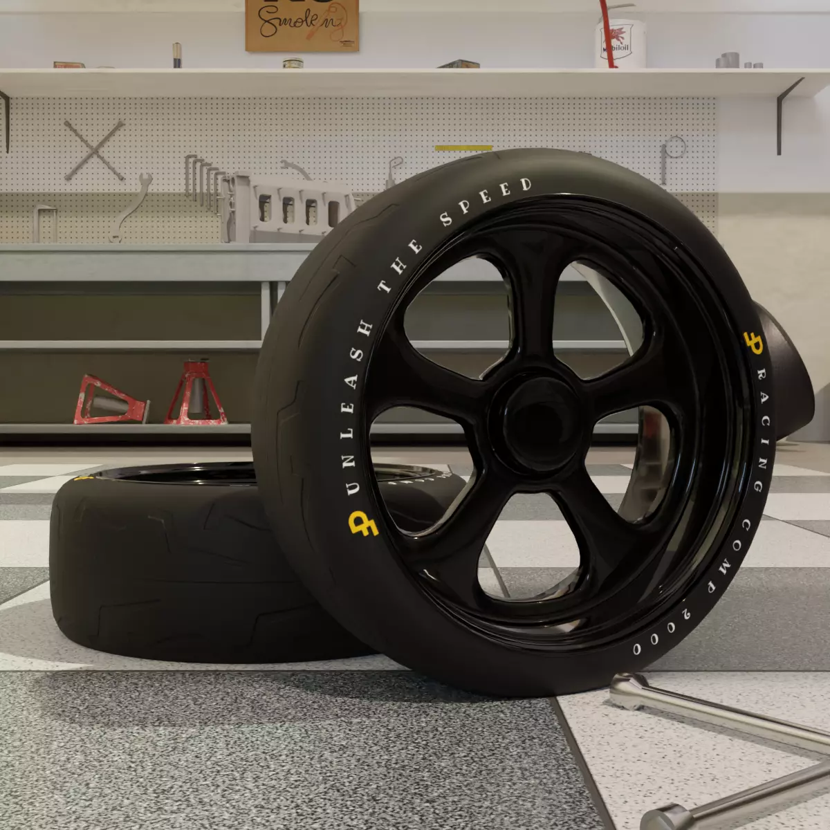 High-Detail Racing Car Wheel for Games and Rendering Low-poly 3D model_0