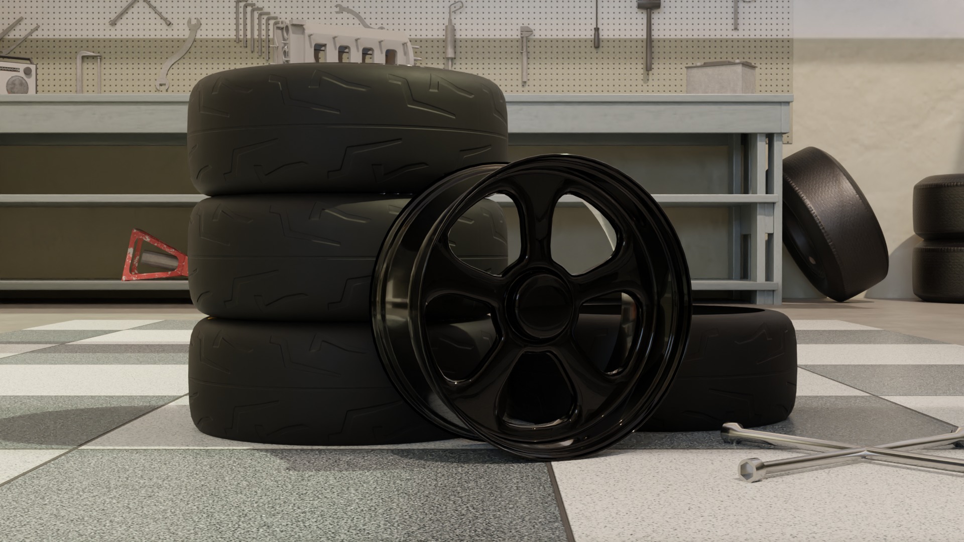 High-Detail Racing Car Wheel for Games and Rendering Low-poly 3D model_9