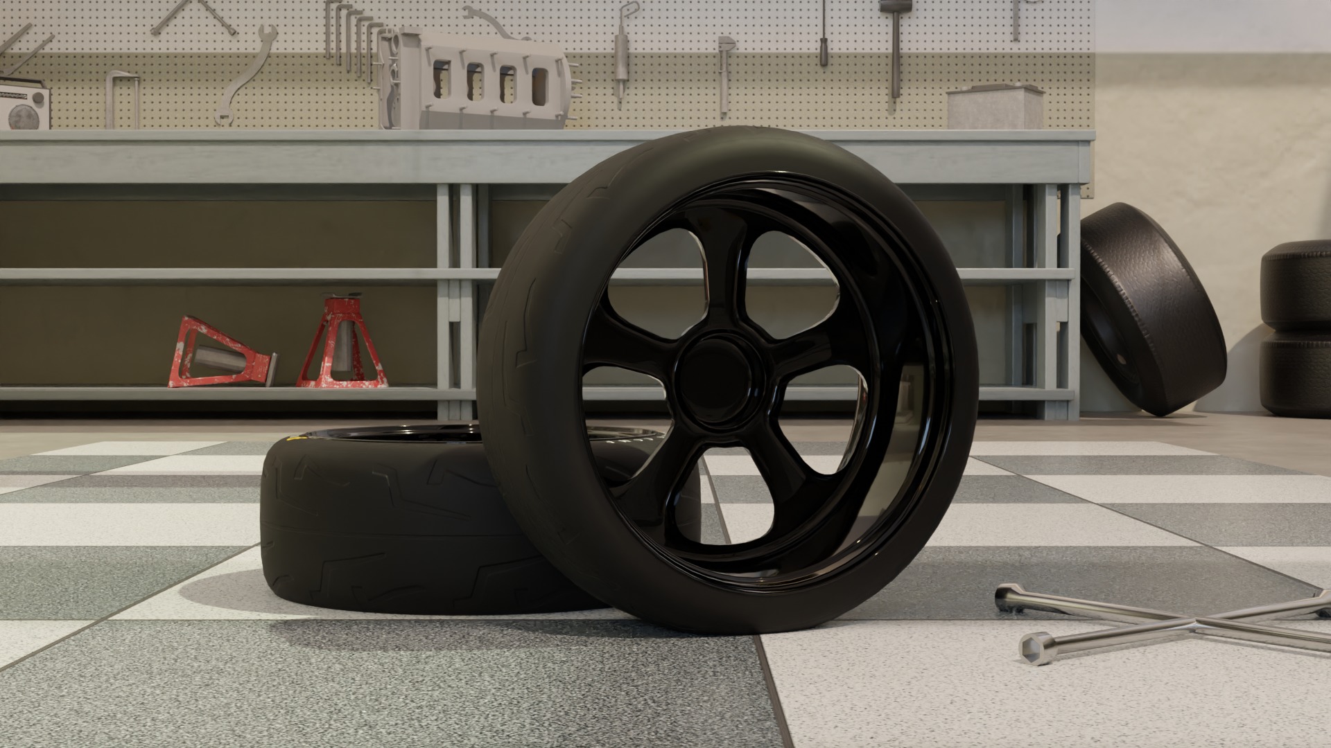 High-Detail Racing Car Wheel for Games and Rendering Low-poly 3D model_3