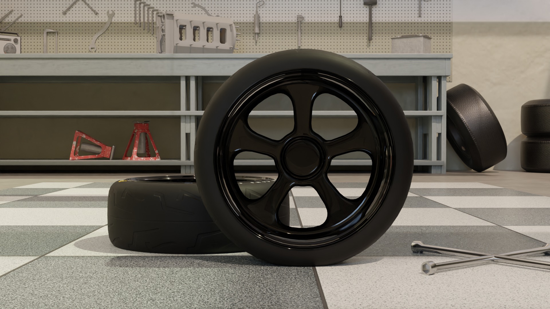 High-Detail Racing Car Wheel for Games and Rendering Low-poly 3D model_5