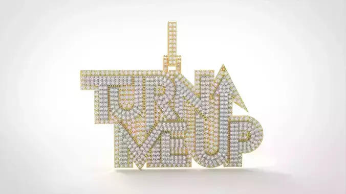 Model 1096  Turn Me Up Name Logo Diamond Iced Out Pendant 3D print model