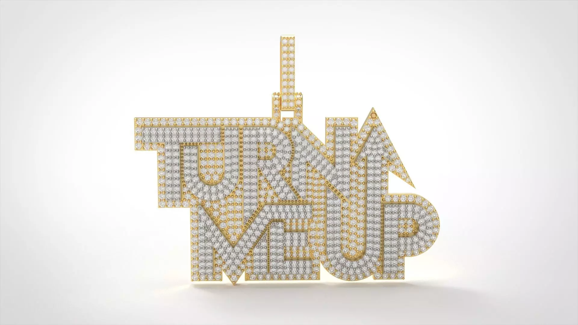 Model 1096 Turn Me Up Name Logo Diamond Iced Out Pendant 3D print model