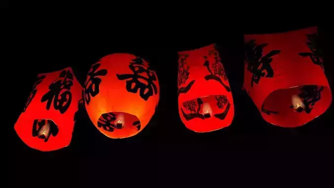 Chinese red sky lantern 