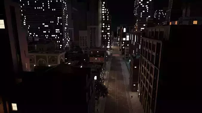 Night city  - 3D City Low-poly 3D model