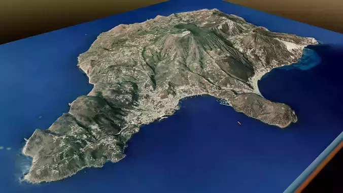 Lipari island 3d model terrain Low-poly 3D model