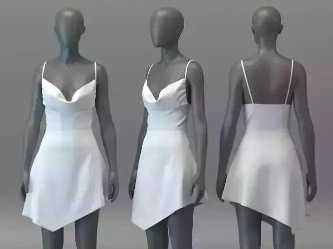 Draped dress with asymmetric hem