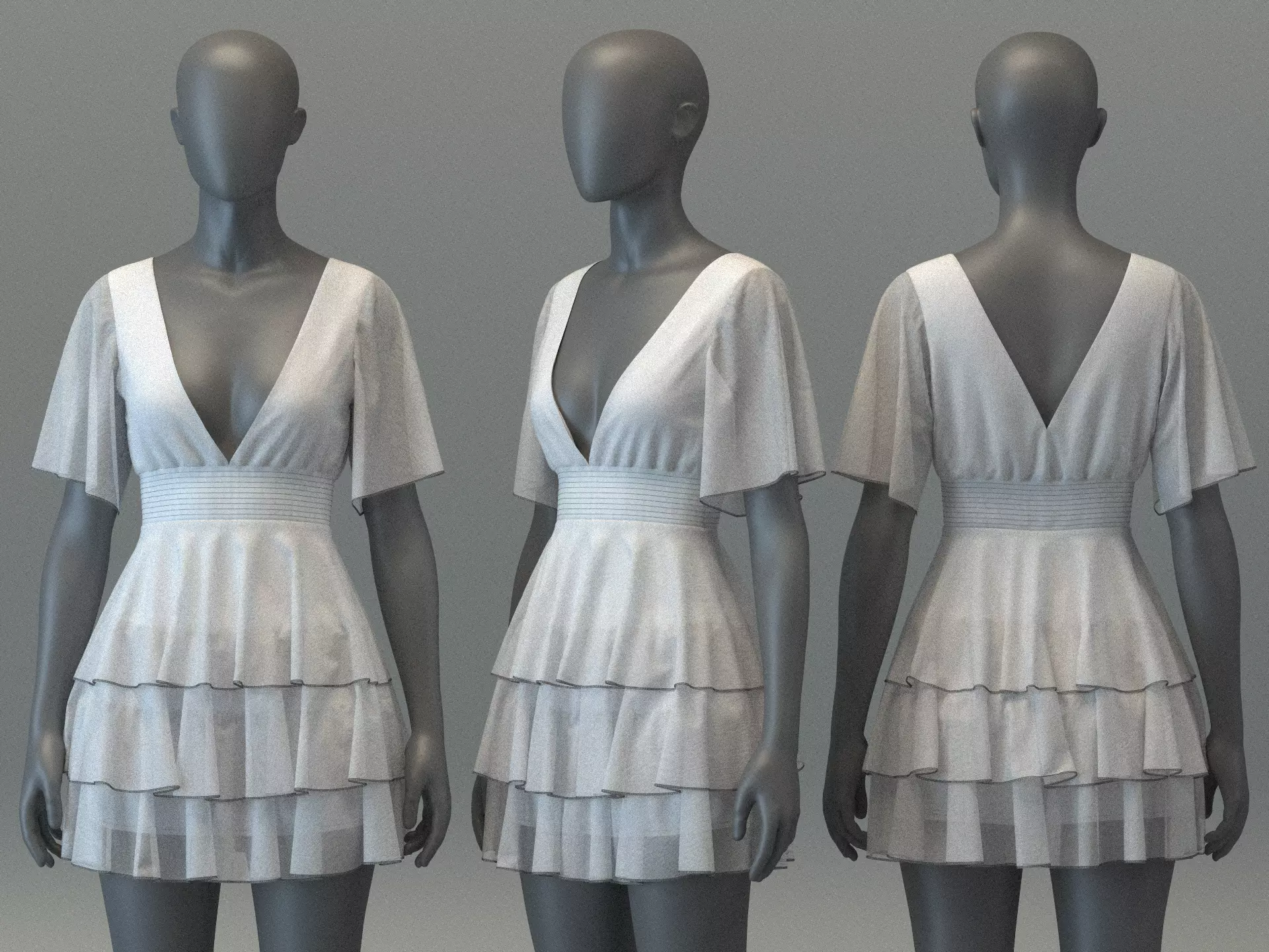 Dress with Layered Skirt 3D model
