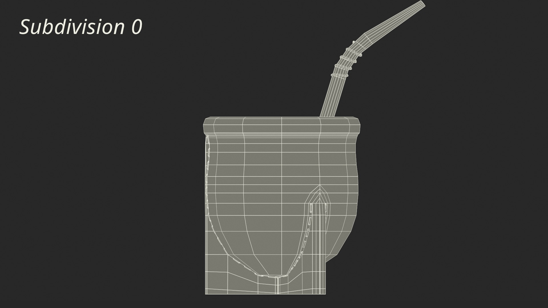 Yerba Mate with Straw Low-poly 3D model_14