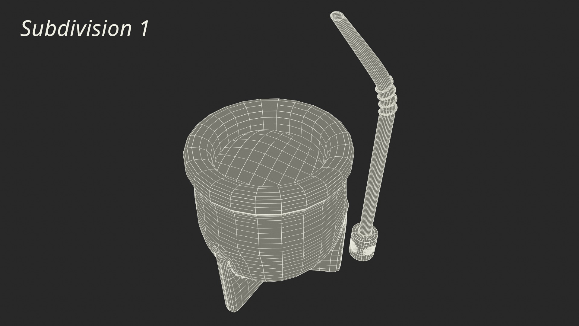 Yerba Mate with Straw Low-poly 3D model_9