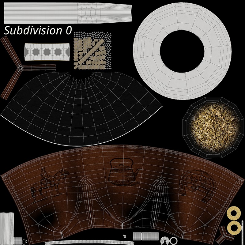 Yerba Mate with Straw Low-poly 3D model_17