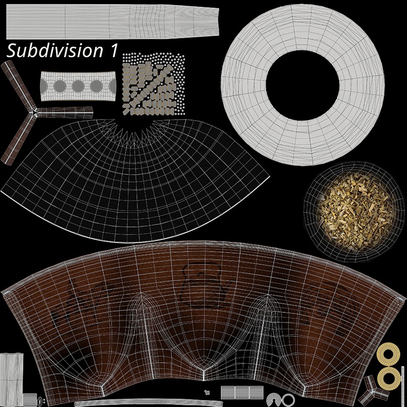 Yerba Mate with Straw Low-poly 3D model_18