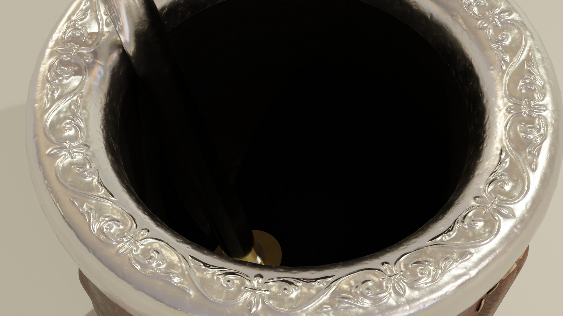 Yerba Mate with Straw Low-poly 3D model_5