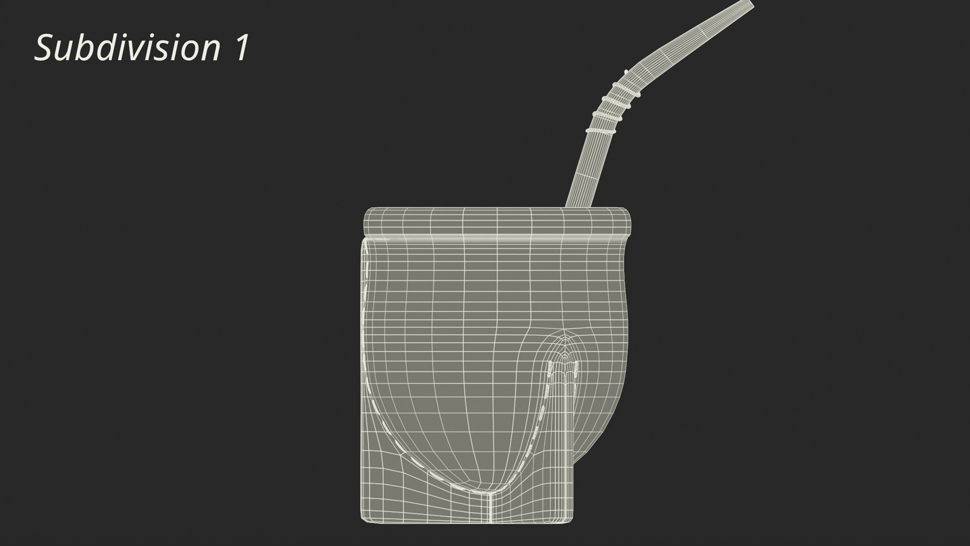 Yerba Mate with Straw Low-poly 3D model_15
