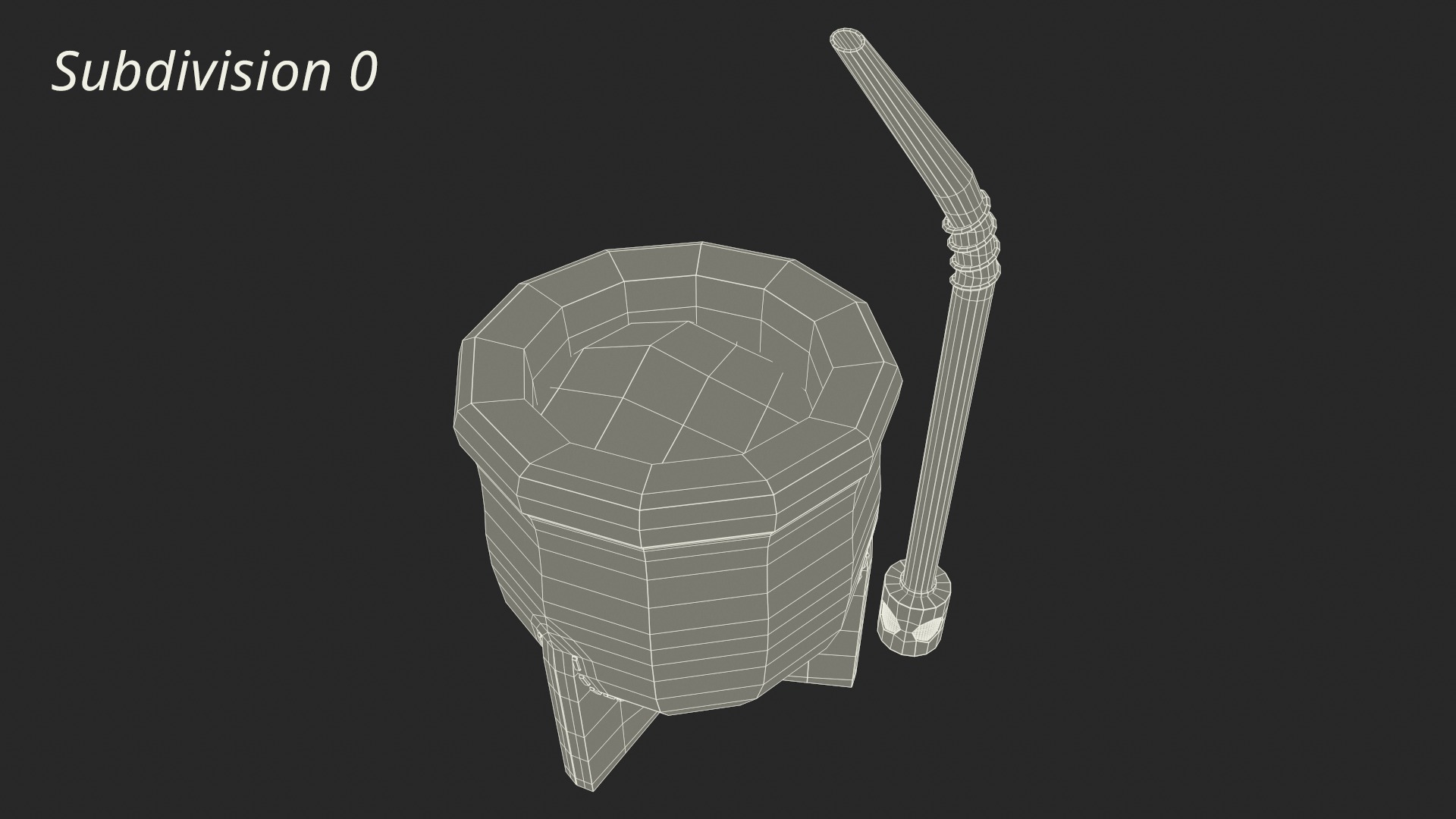 Yerba Mate with Straw Low-poly 3D model_8
