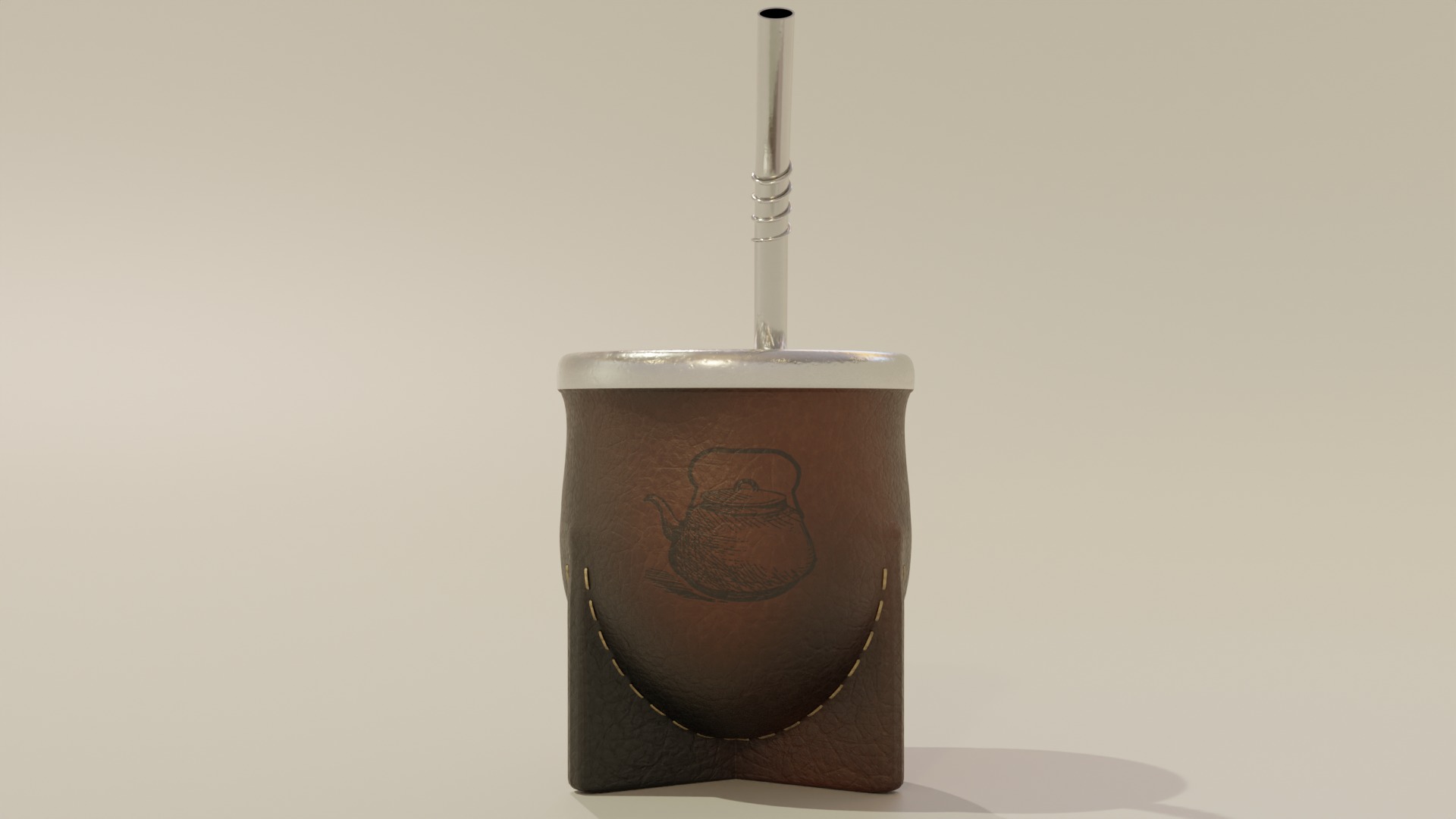 Yerba Mate with Straw Low-poly 3D model_7