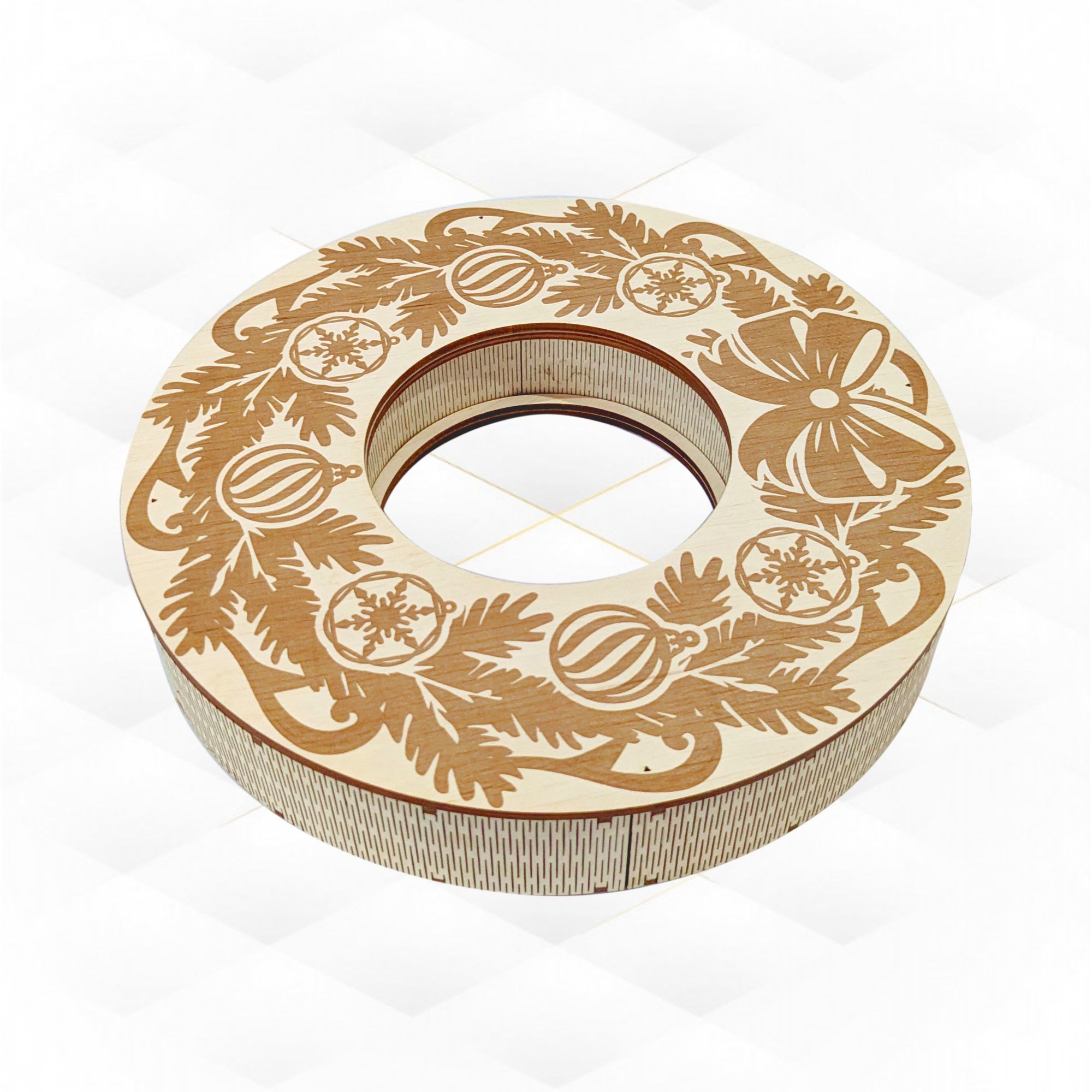 Christmas Wreath Box laser cutting design 3D print model_4