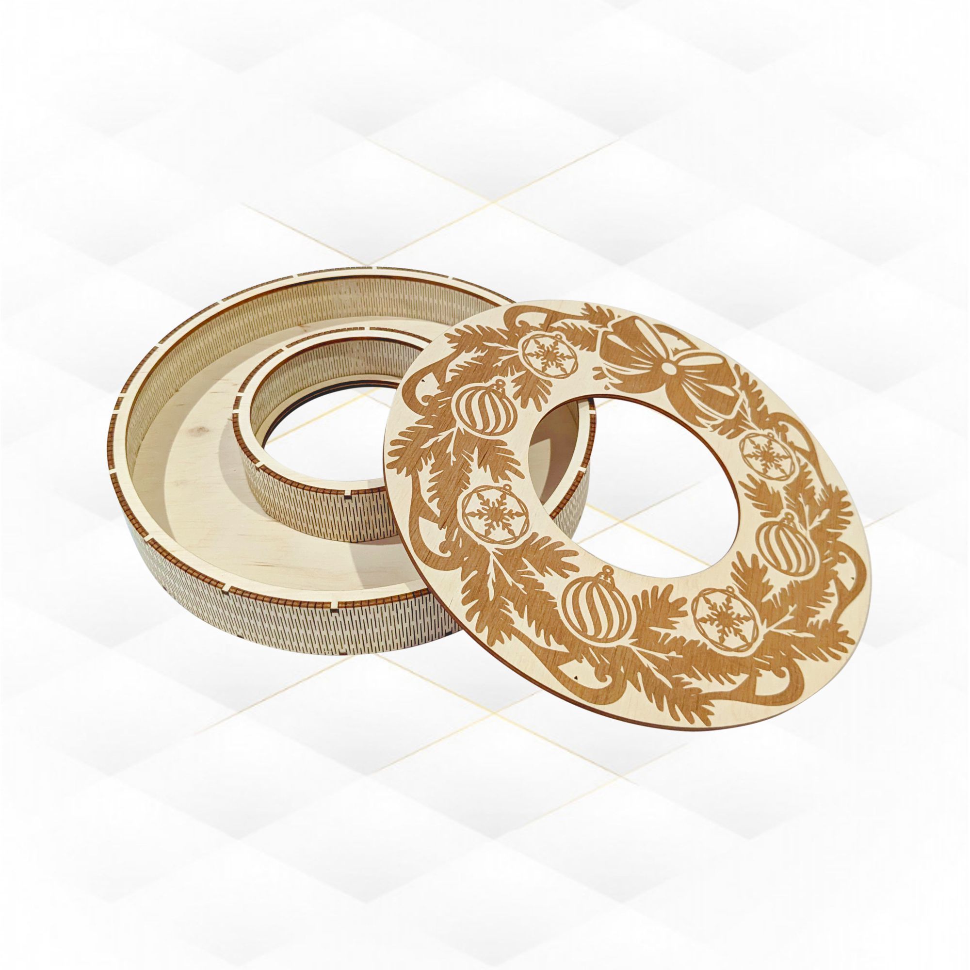 Christmas Wreath Box laser cutting design 3D print model_1
