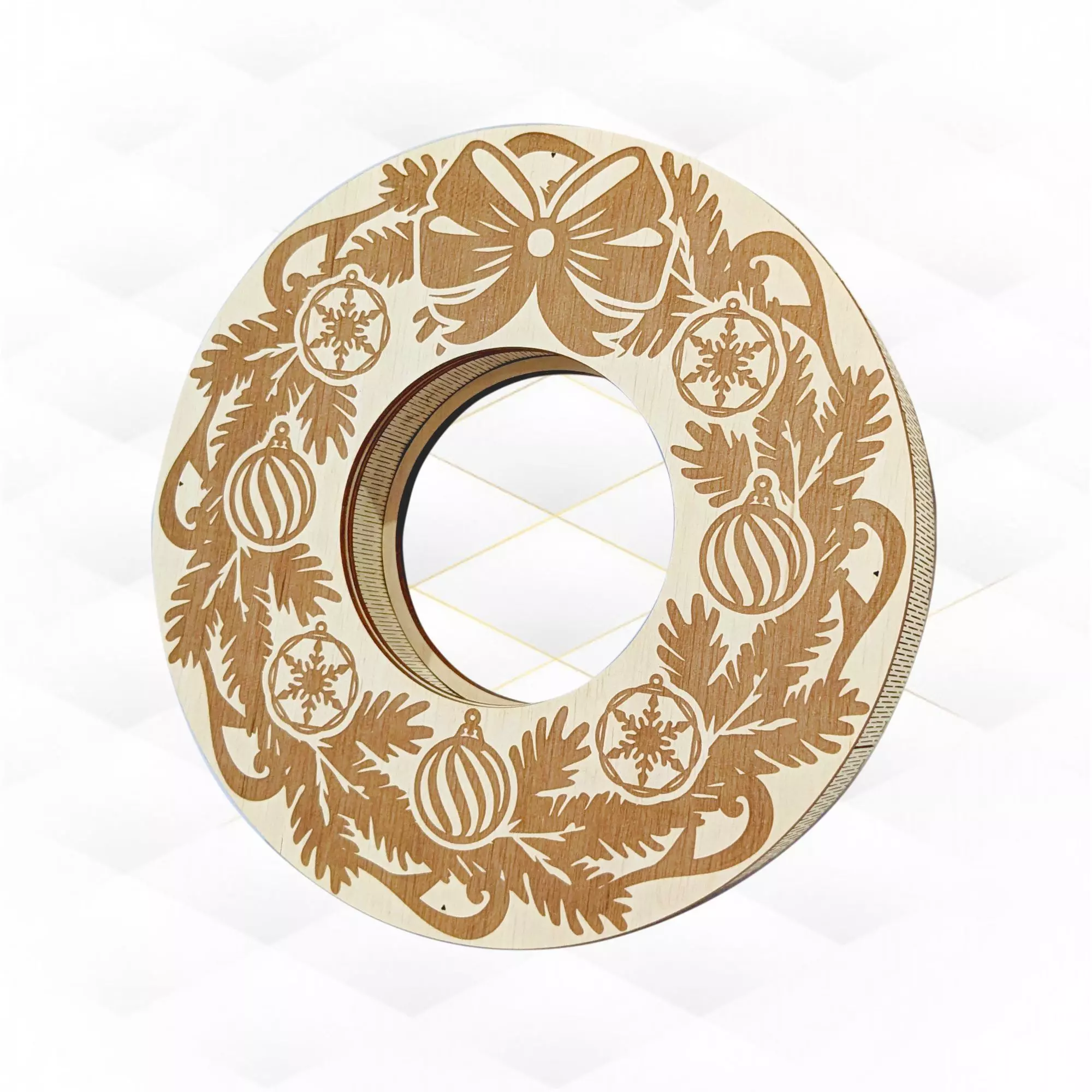 Christmas Wreath Box laser cutting design 3D print model_0