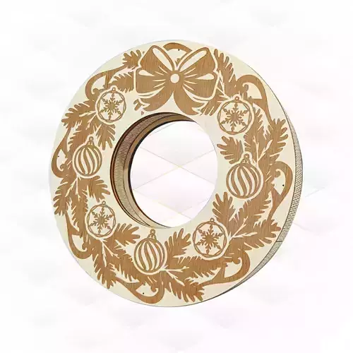 Christmas Wreath Box laser cutting design 3D print model