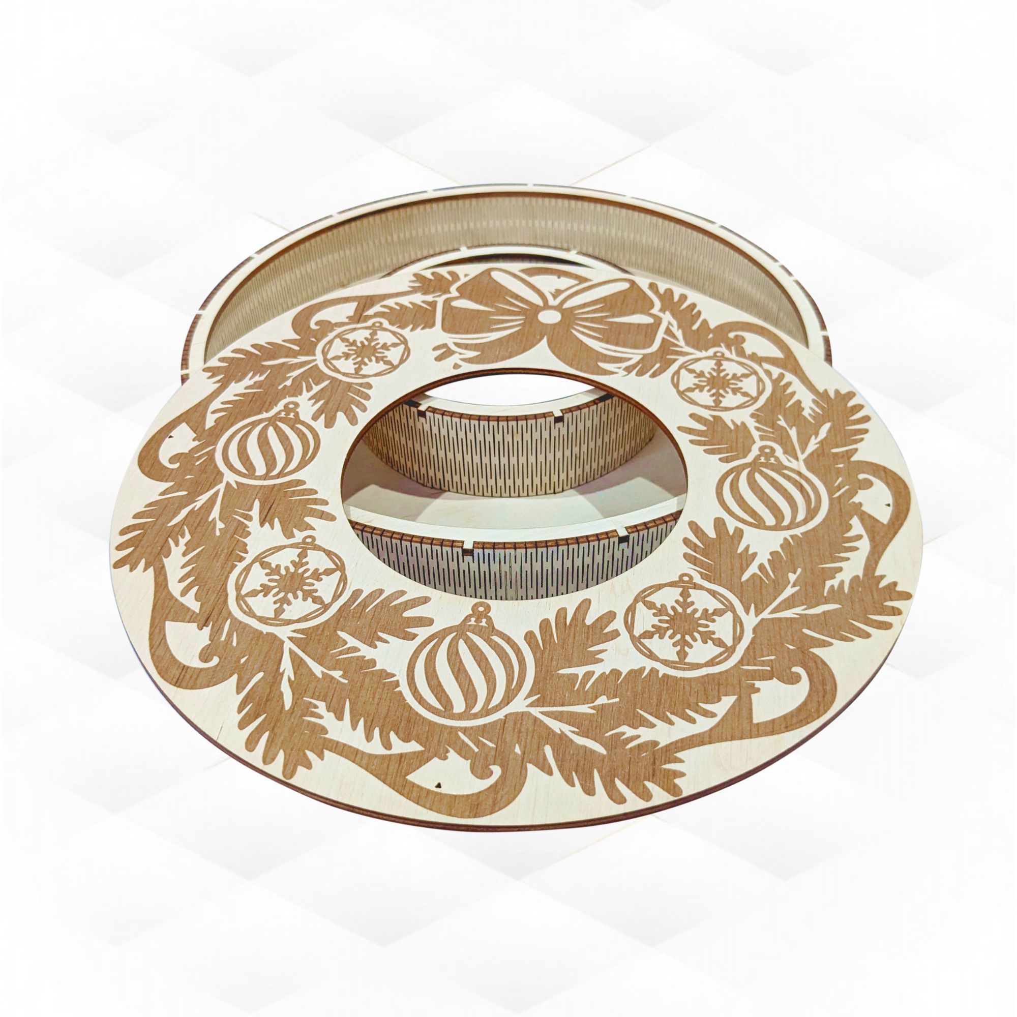 Christmas Wreath Box laser cutting design 3D print model_2