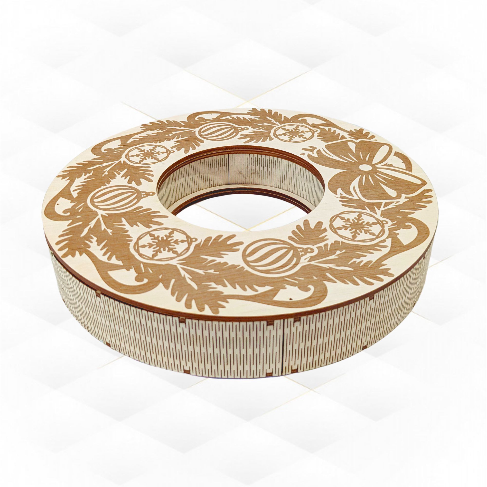 Christmas Wreath Box laser cutting design 3D print model_3