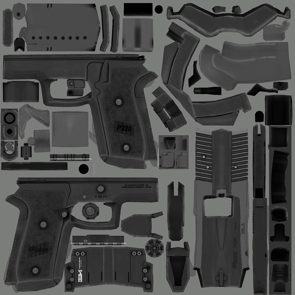 09-sigp 220-gun model 3d game ready model Low-poly 3D model Low-poly 3D model_21