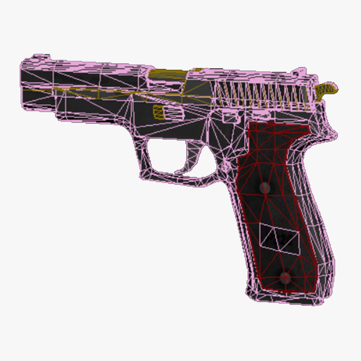 09-sigp 220-gun model 3d game ready model Low-poly 3D model Low-poly 3D model_23