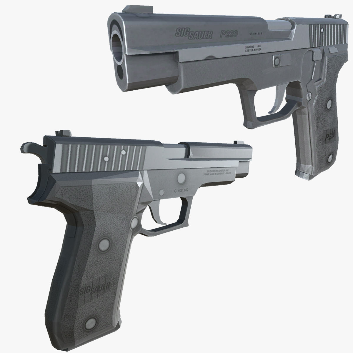 09-sigp 220-gun model 3d game ready model Low-poly 3D model Low-poly 3D model_20