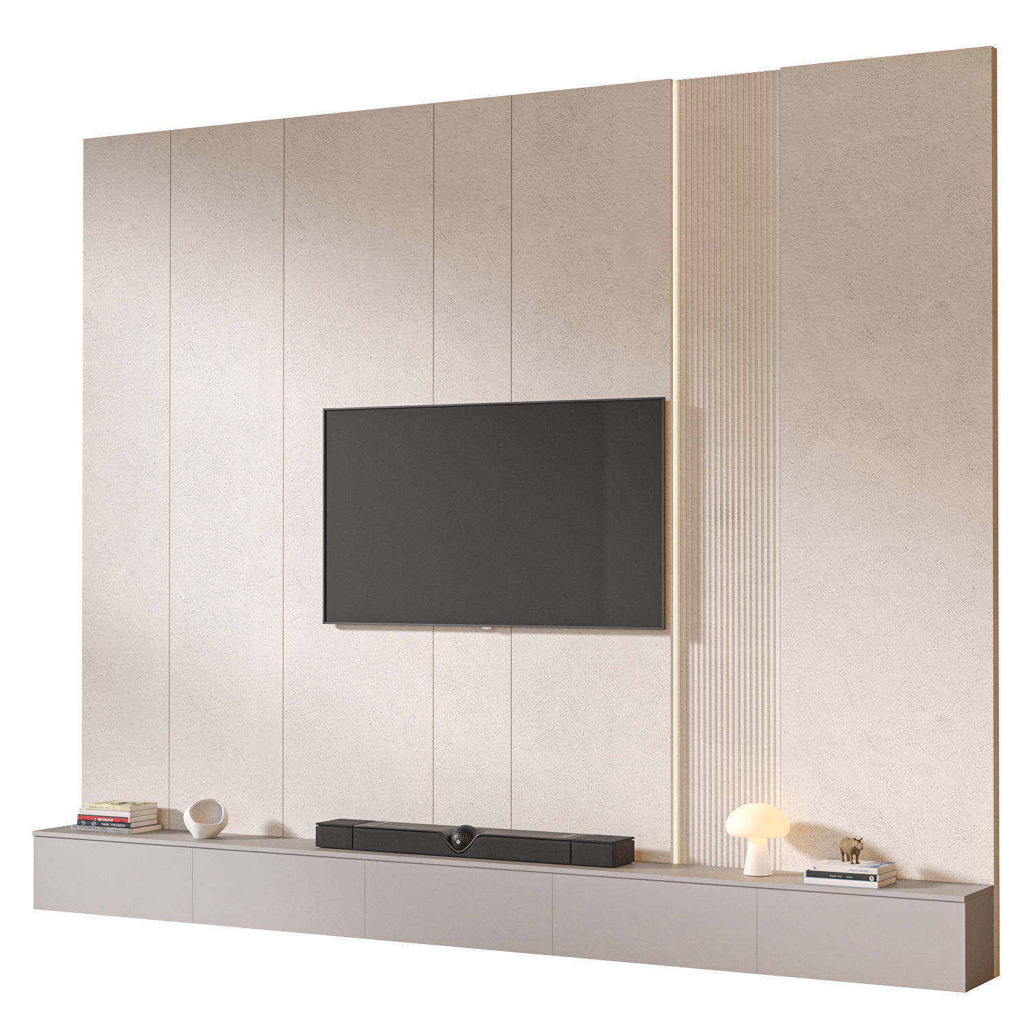 TV wall set 09 3D model_2