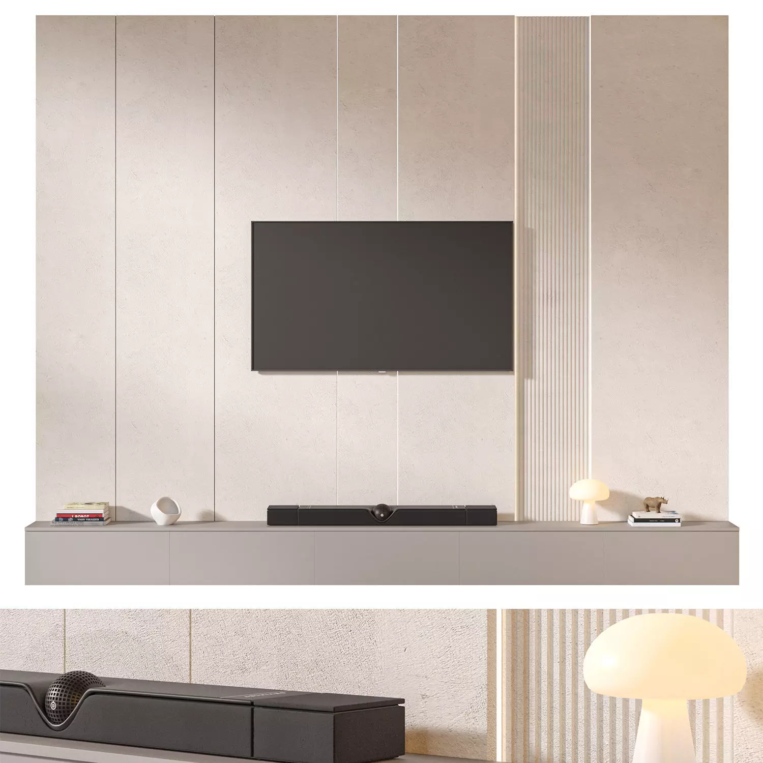 TV wall set 09 3D model_0