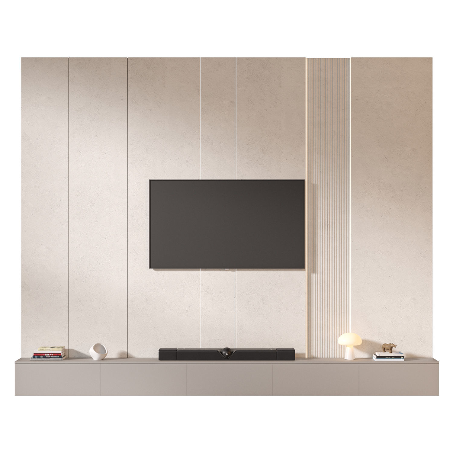 TV wall set 09 3D model_1