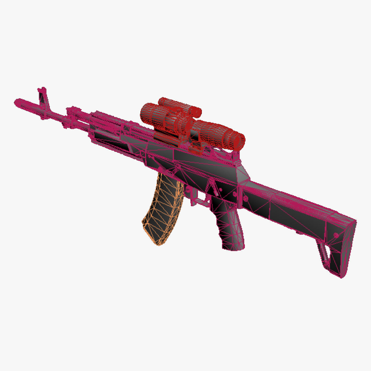 13-AK12-gun model 3d game ready model Low-poly 3D model Low-poly 3D model_34