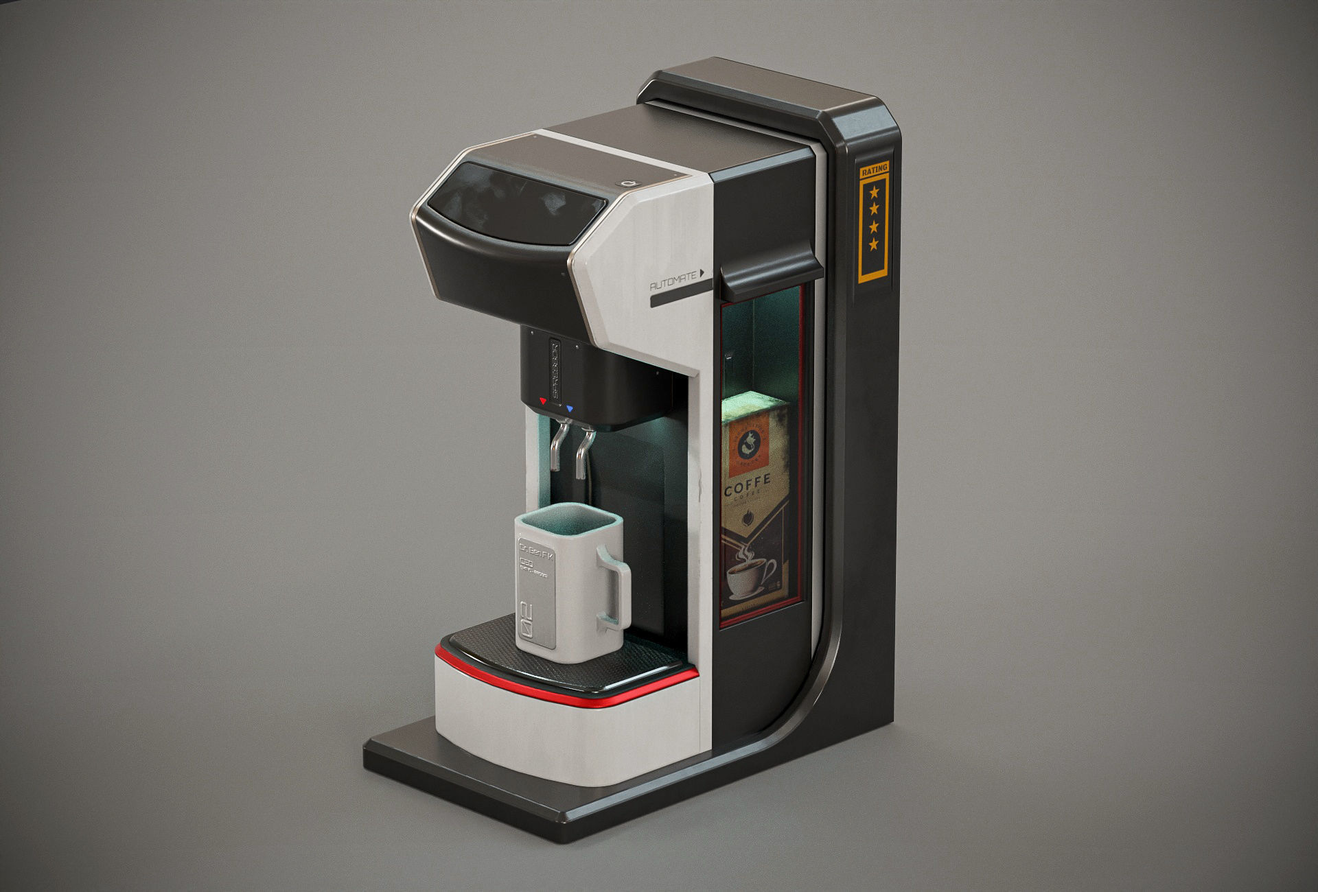 Sci-fi Coffee Machine PBR Low-poly 3D model_2