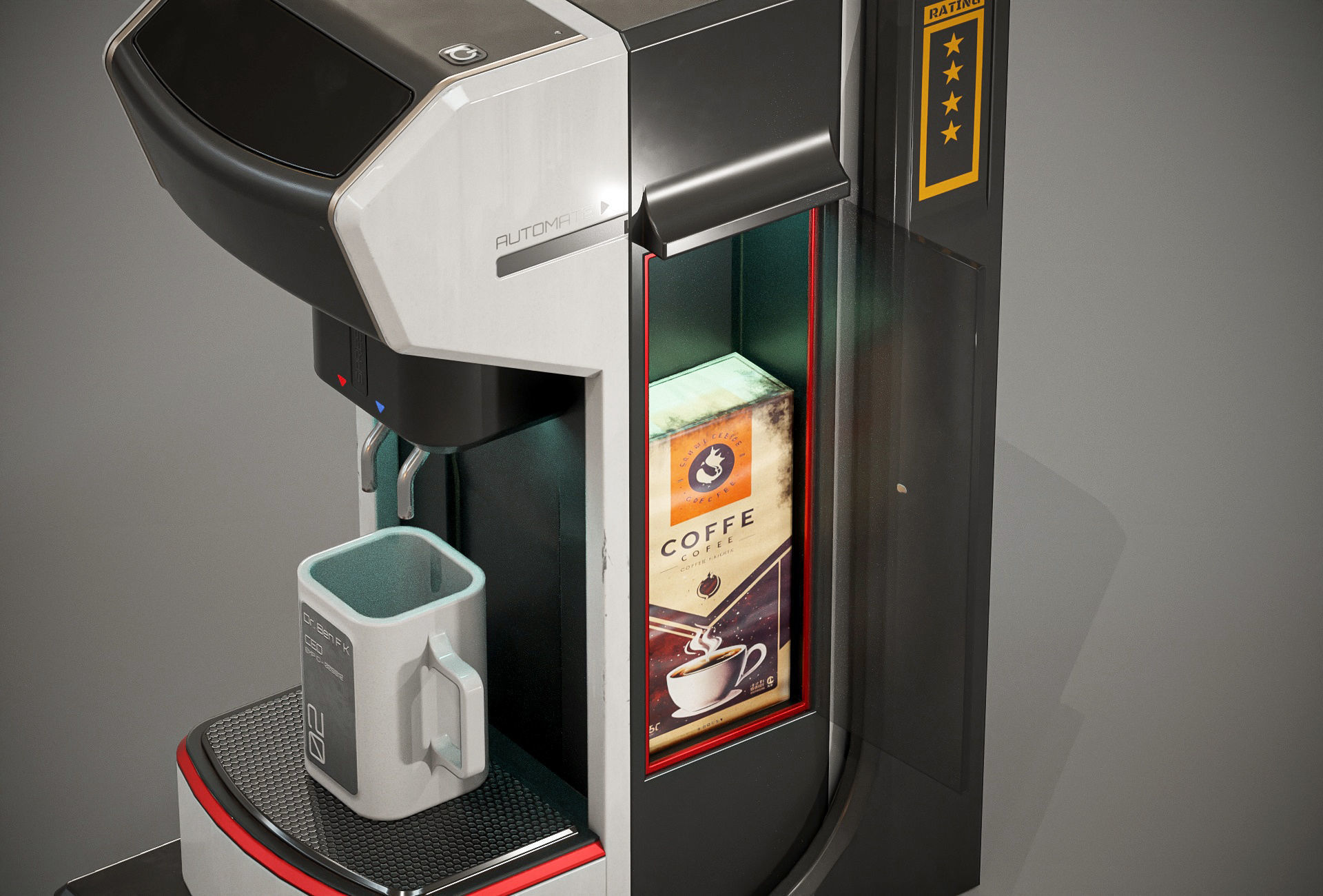 Sci-fi Coffee Machine PBR Low-poly 3D model_6