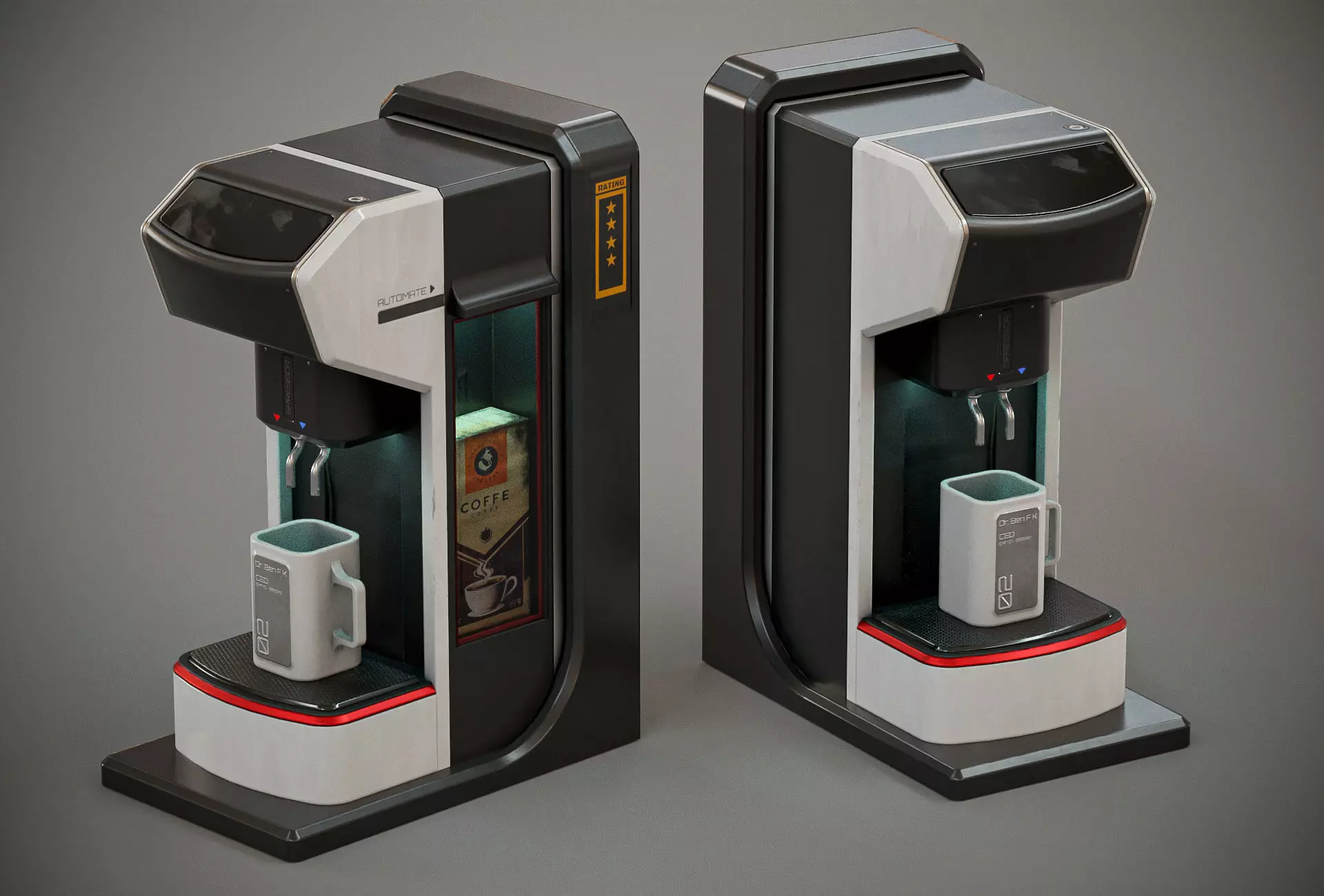 Sci-fi Coffee Machine PBR Low-poly 3D model_0