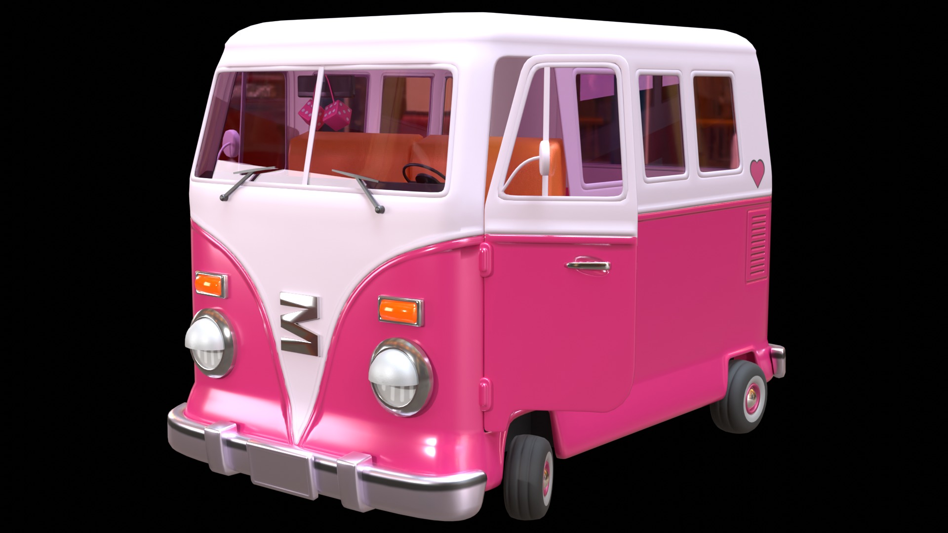 Stylized Cartoon van T1 Low poly Low-poly 3D model_9