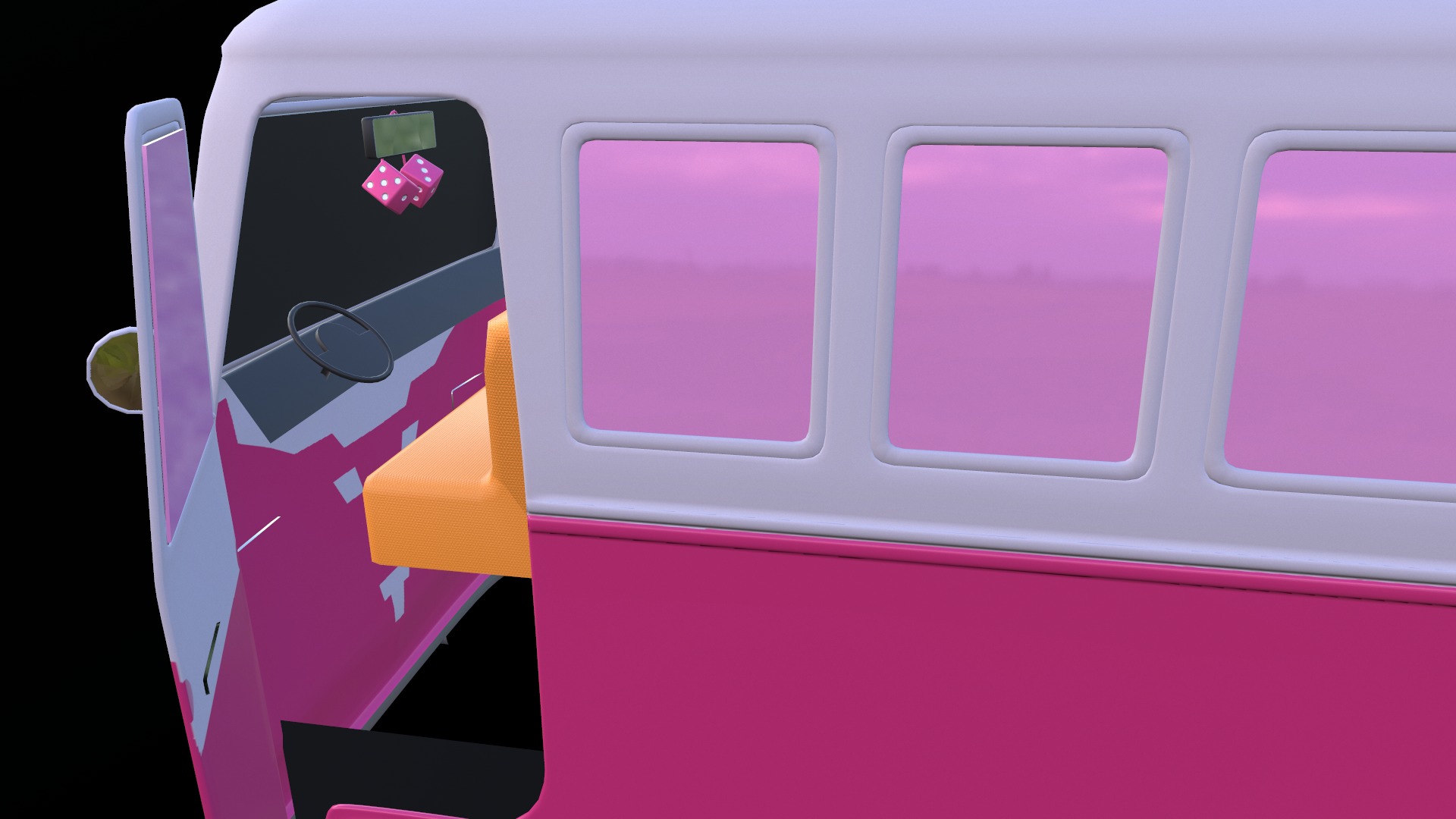 Stylized Cartoon van T1 Low poly Low-poly 3D model_7