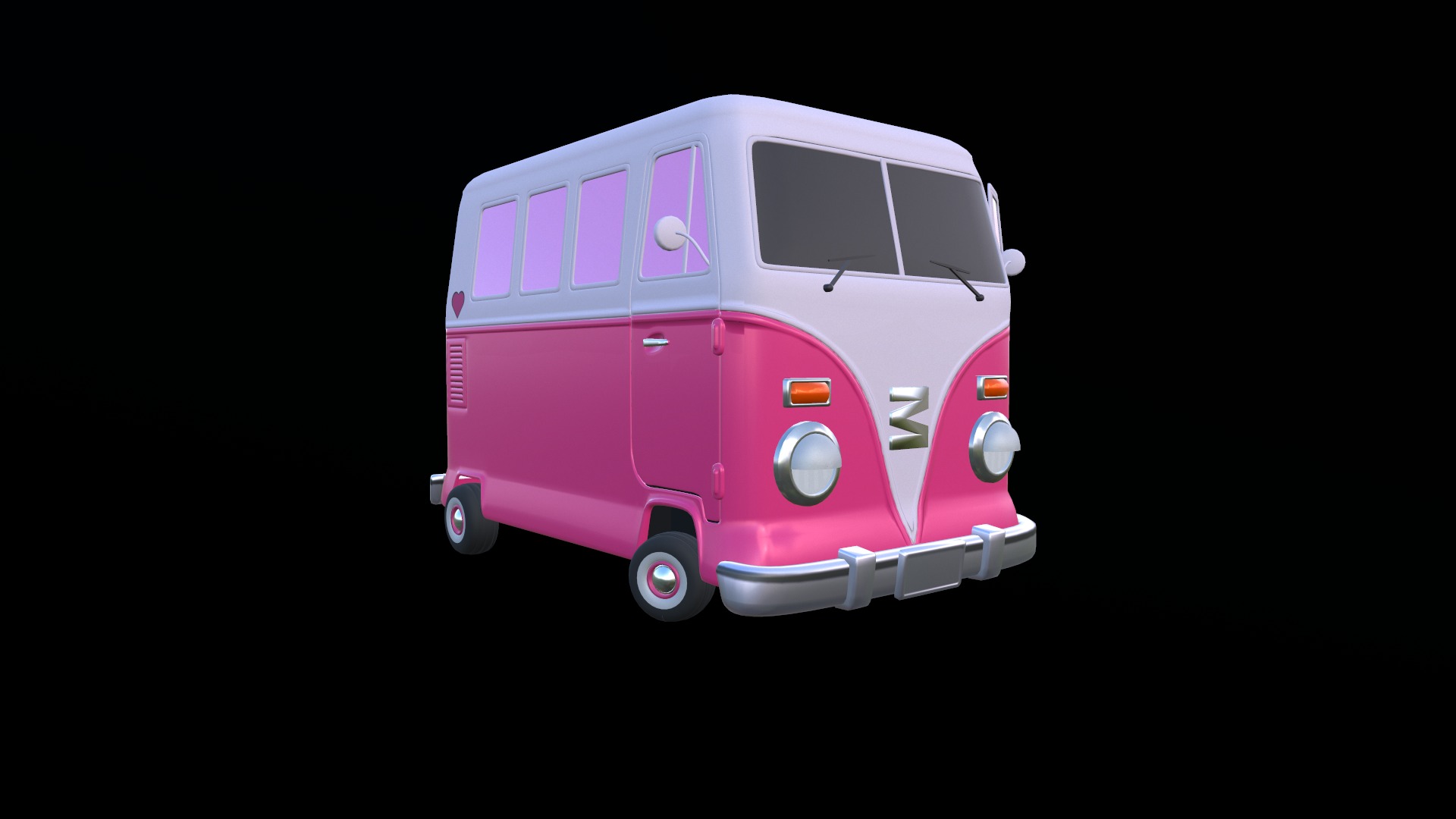 Stylized Cartoon van T1 Low poly Low-poly 3D model_4