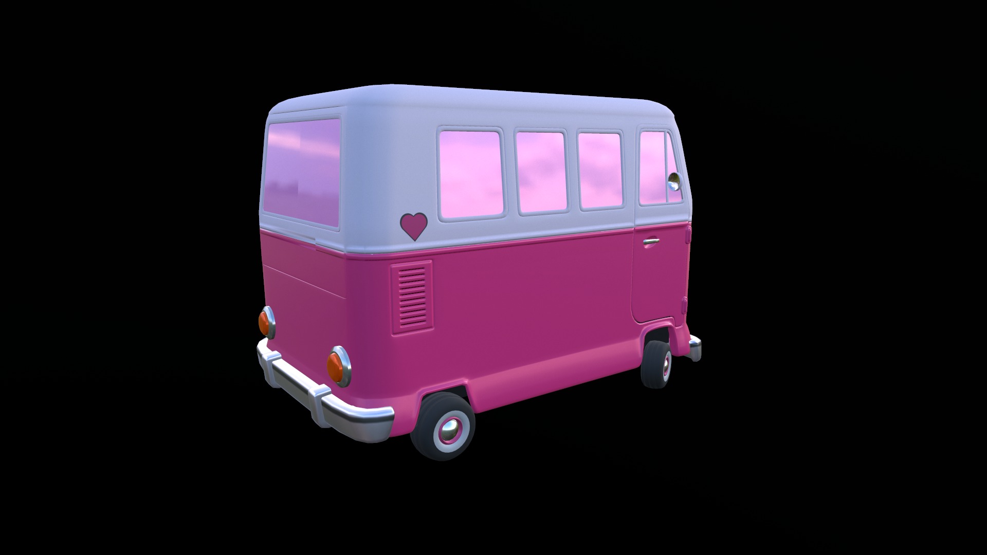 Stylized Cartoon van T1 Low poly Low-poly 3D model_5