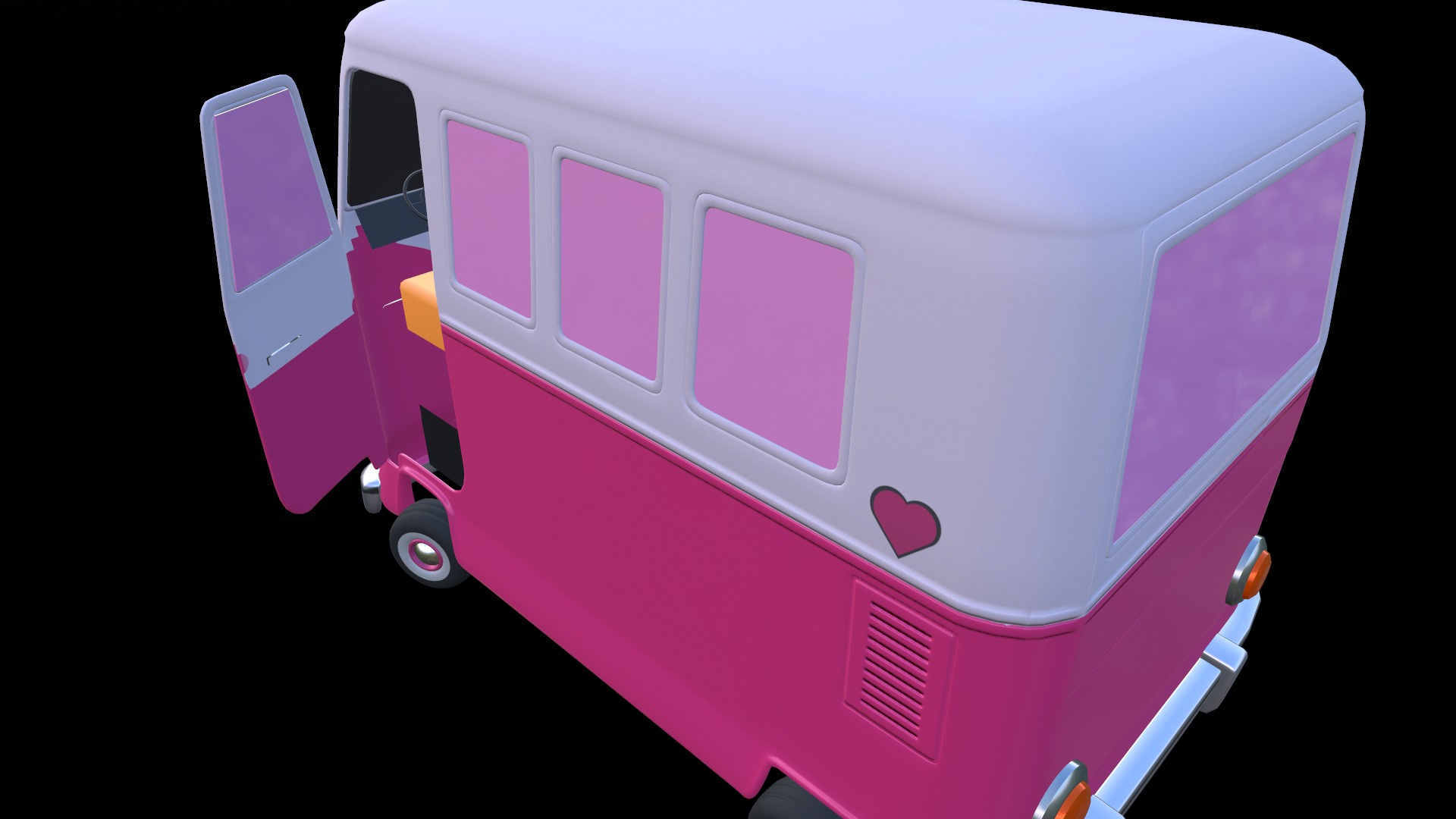 Stylized Cartoon van T1 Low poly Low-poly 3D model_14