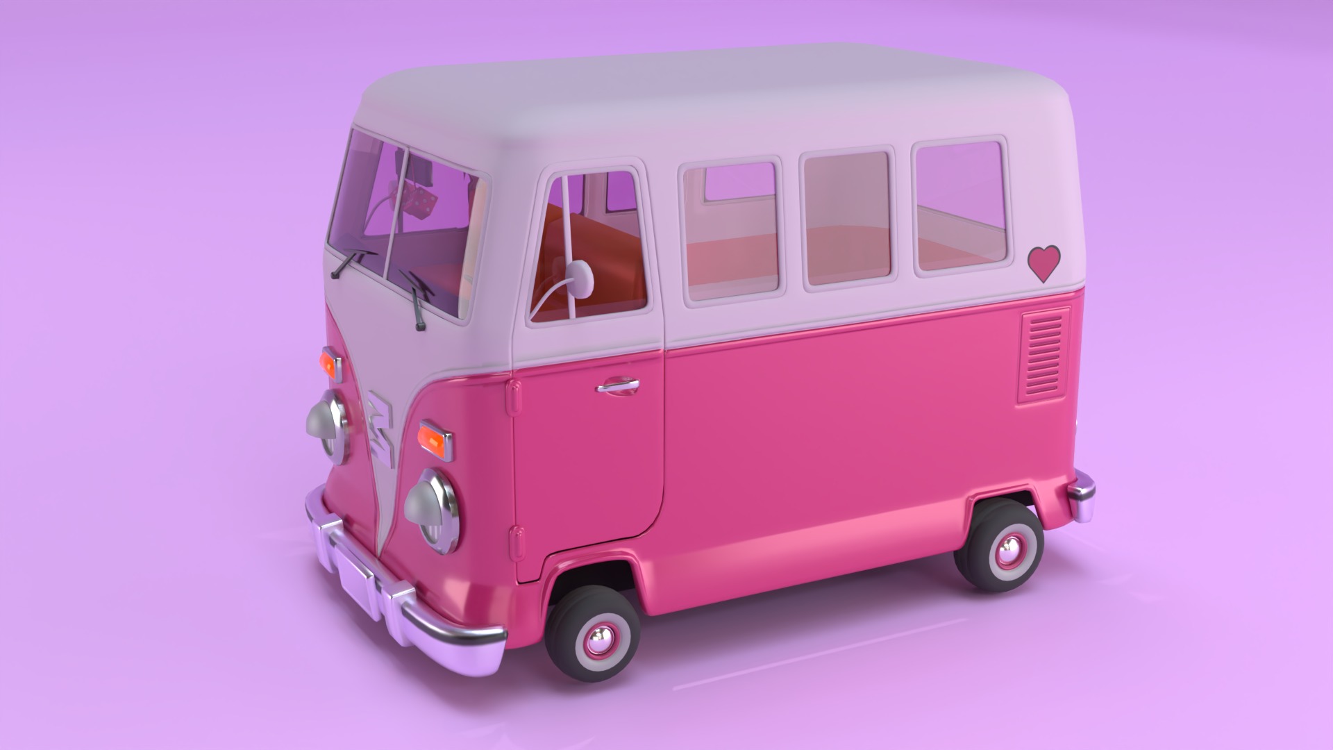Stylized Cartoon van T1 Low poly Low-poly 3D model_19