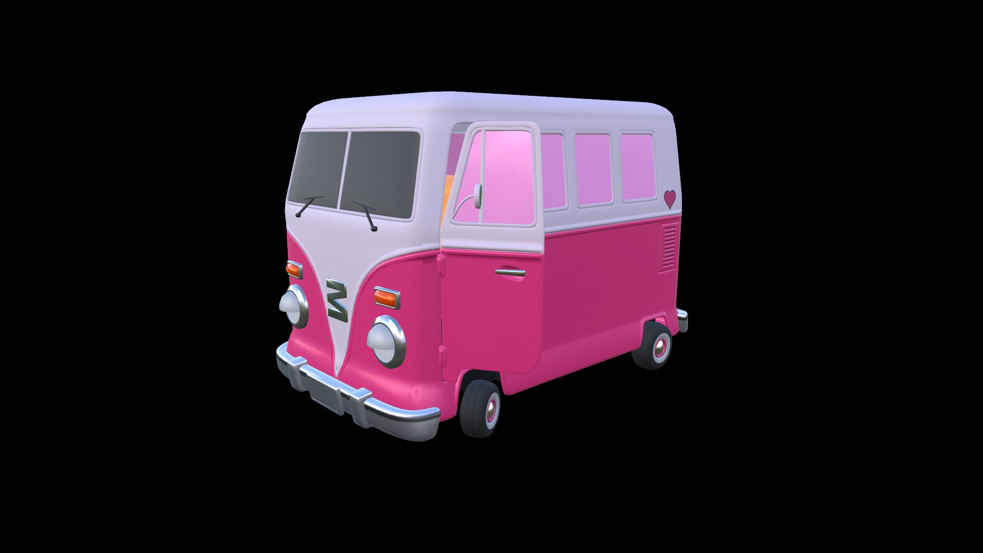 Stylized Cartoon van T1 Low poly Low-poly 3D model_16